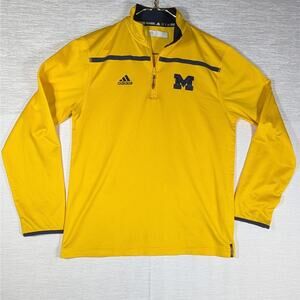 Adidas Quarter Zip Sweatshirt Mens Small Yellow Universit of Michigan Pullover